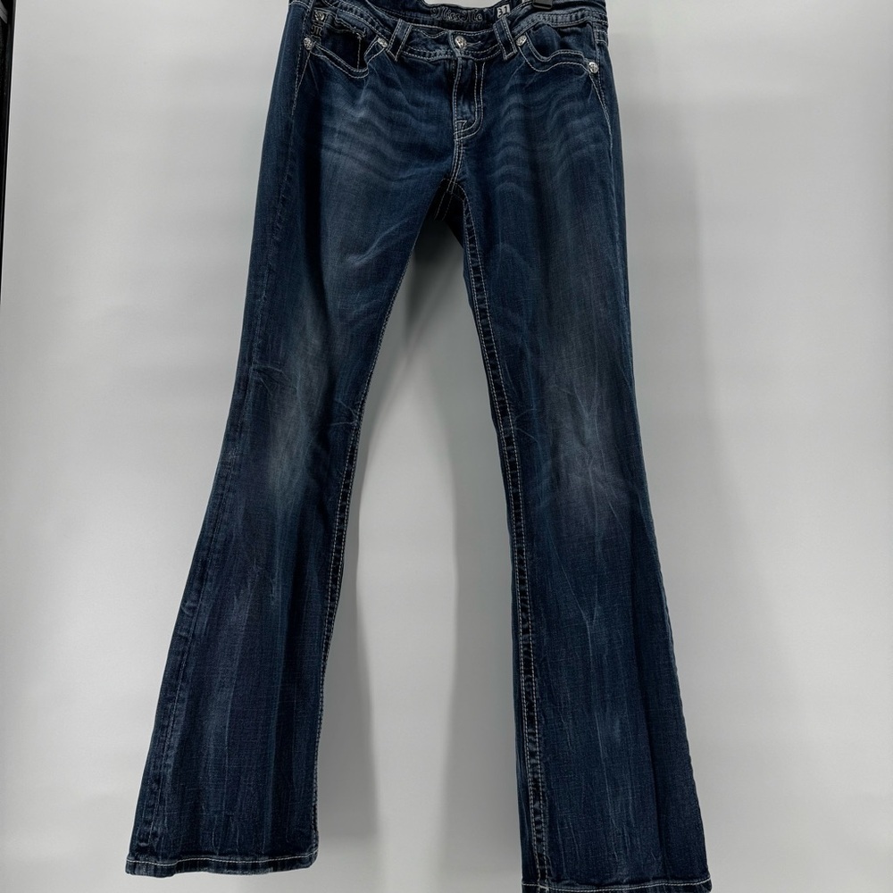 Vintage Y2k Miss Me Wilde Aztec Embroidered Diamond Mid-Rise Bootcut Jeans 31x34 - Picture 9 of 13